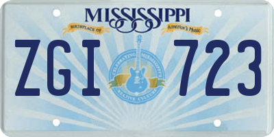 MS license plate ZGI723