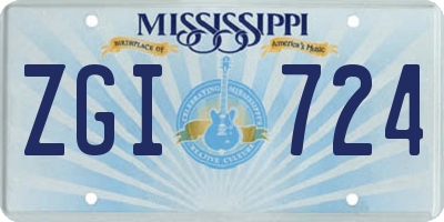 MS license plate ZGI724