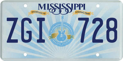 MS license plate ZGI728