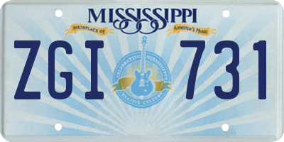 MS license plate ZGI731