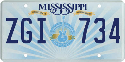 MS license plate ZGI734