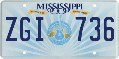 MS license plate ZGI736