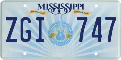 MS license plate ZGI747