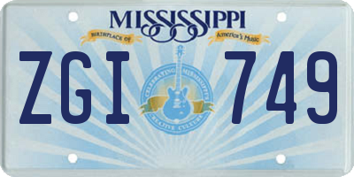 MS license plate ZGI749