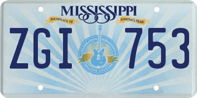 MS license plate ZGI753