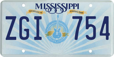 MS license plate ZGI754