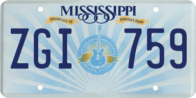 MS license plate ZGI759