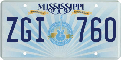 MS license plate ZGI760