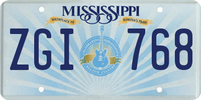 MS license plate ZGI768