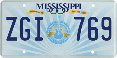 MS license plate ZGI769
