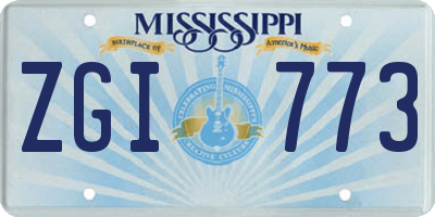 MS license plate ZGI773
