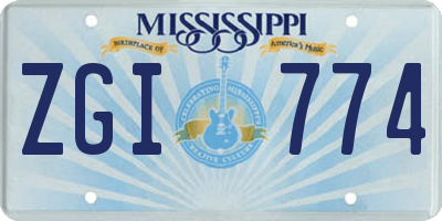MS license plate ZGI774