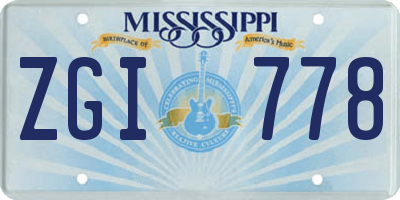 MS license plate ZGI778