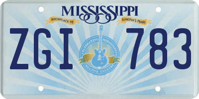 MS license plate ZGI783