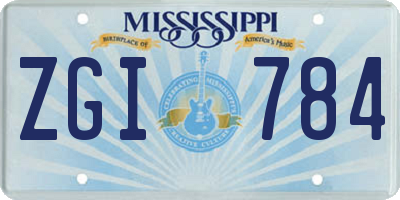 MS license plate ZGI784