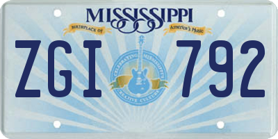 MS license plate ZGI792