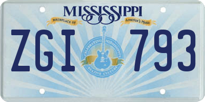 MS license plate ZGI793