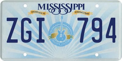 MS license plate ZGI794