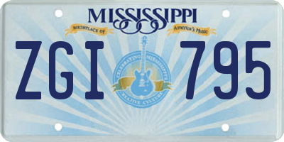 MS license plate ZGI795