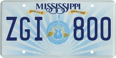 MS license plate ZGI800