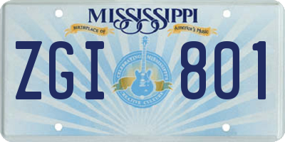 MS license plate ZGI801