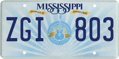 MS license plate ZGI803