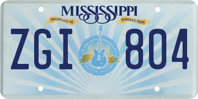 MS license plate ZGI804