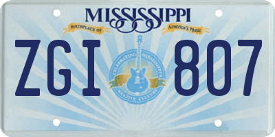 MS license plate ZGI807