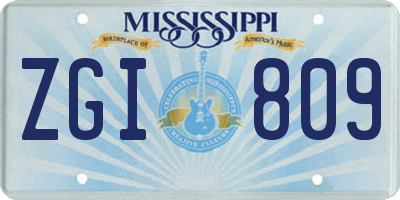 MS license plate ZGI809