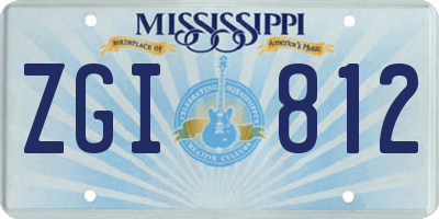 MS license plate ZGI812