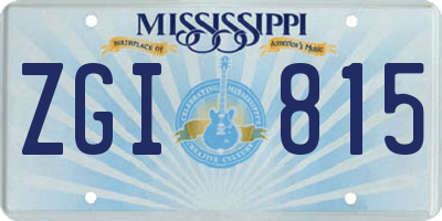 MS license plate ZGI815