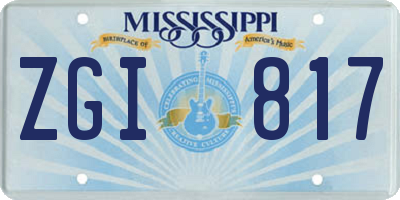 MS license plate ZGI817