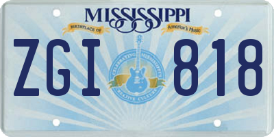 MS license plate ZGI818