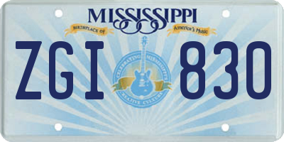 MS license plate ZGI830