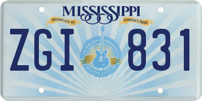 MS license plate ZGI831