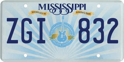 MS license plate ZGI832