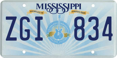 MS license plate ZGI834