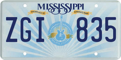 MS license plate ZGI835