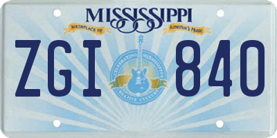 MS license plate ZGI840