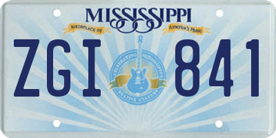 MS license plate ZGI841