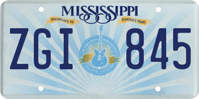 MS license plate ZGI845