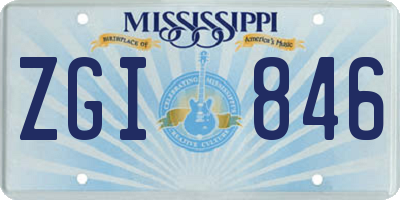 MS license plate ZGI846
