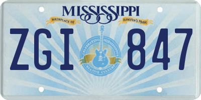 MS license plate ZGI847