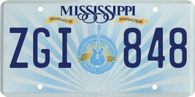 MS license plate ZGI848