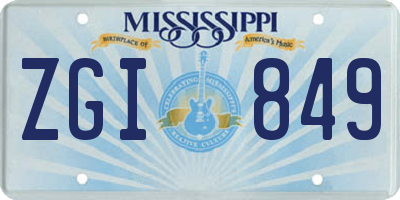 MS license plate ZGI849