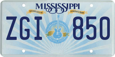 MS license plate ZGI850