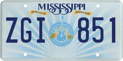 MS license plate ZGI851