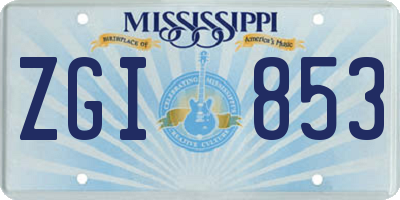 MS license plate ZGI853