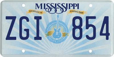 MS license plate ZGI854