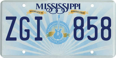 MS license plate ZGI858